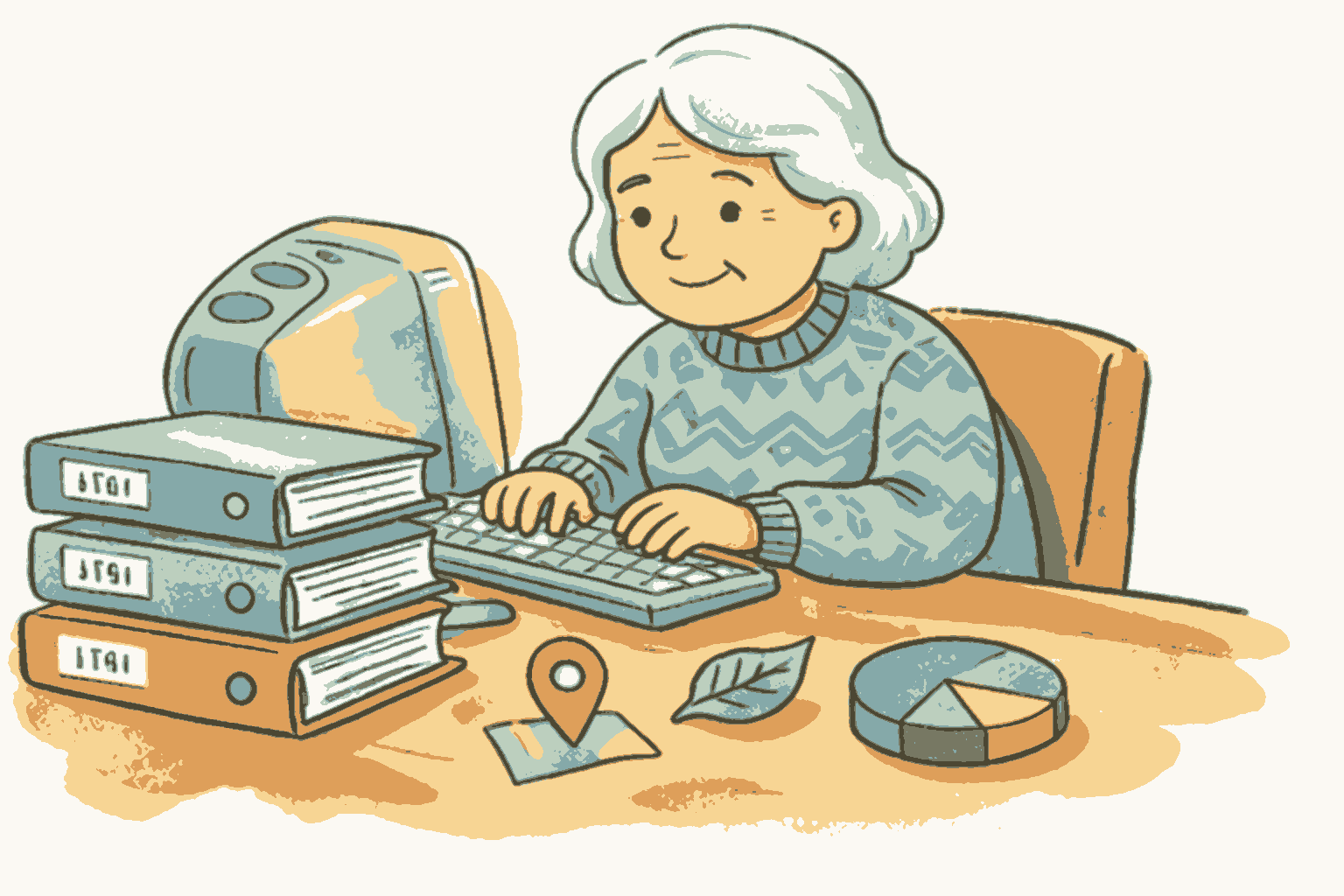 Grandmother and grandchild exploring family heritage